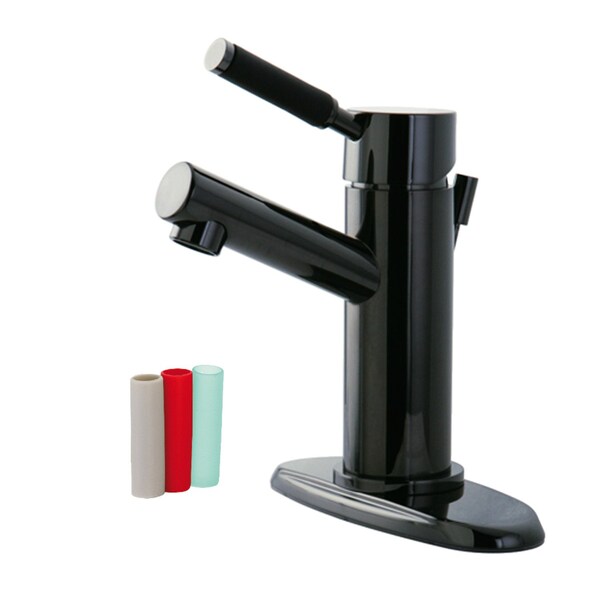 Water Onyx Sgl-Handle Bthrm Faucet W/Brass Pop-Up & Cover Plate, Blk SS